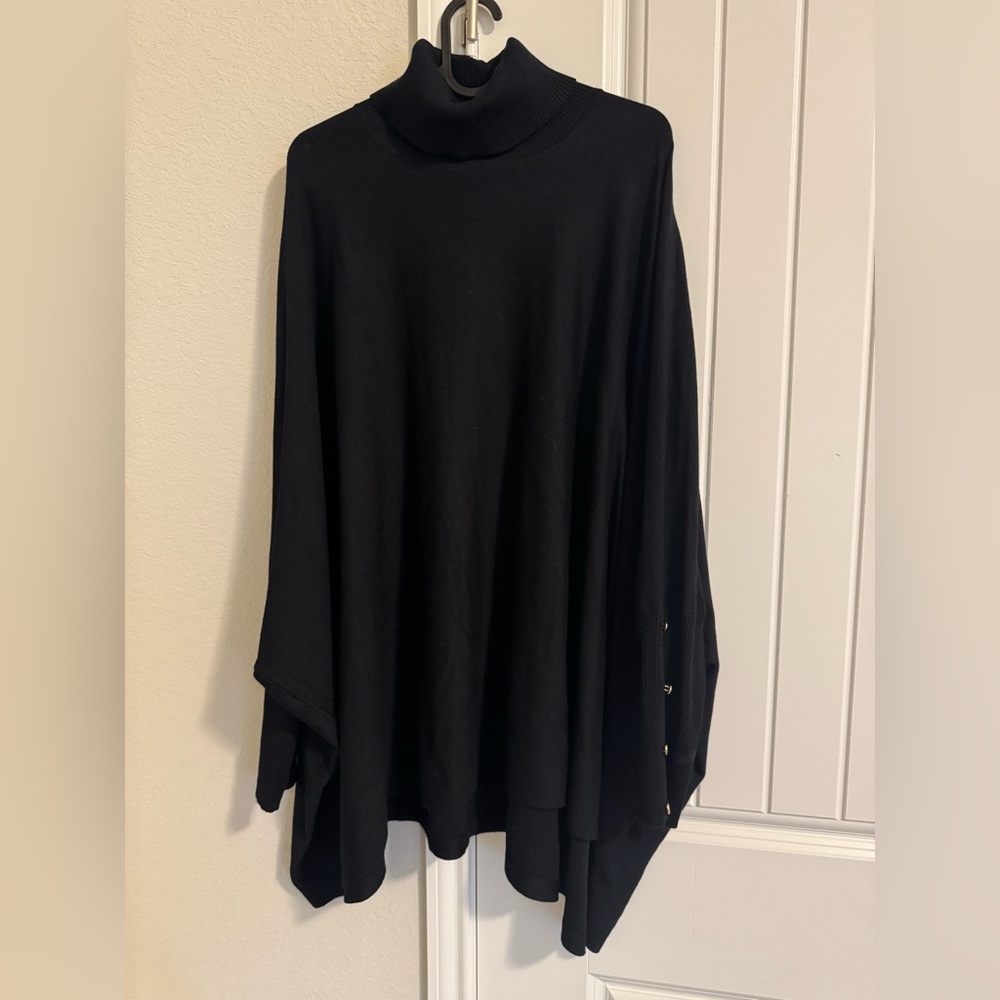 JM Collection Black Poncho Sweater